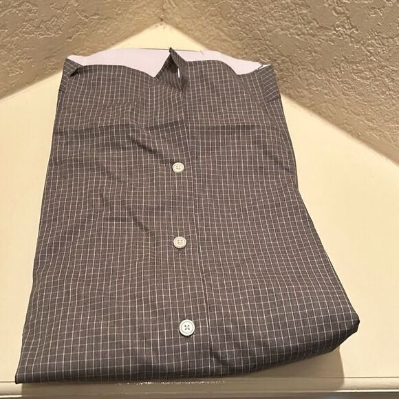 Banana Republic Men's S Wrinkle Resistant Dress Shirt Gray White Windowpane New - Picture 6 of 11